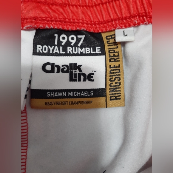 HBK Shawn Michael's Chalk Line 1997 Royal Rumble Retro Track Pants sz L - Picture 5 of 7